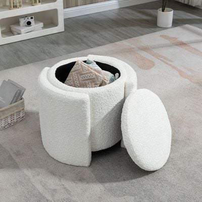 Bergman Fabric Storage Ottoman - White - With 2-Year Warranty